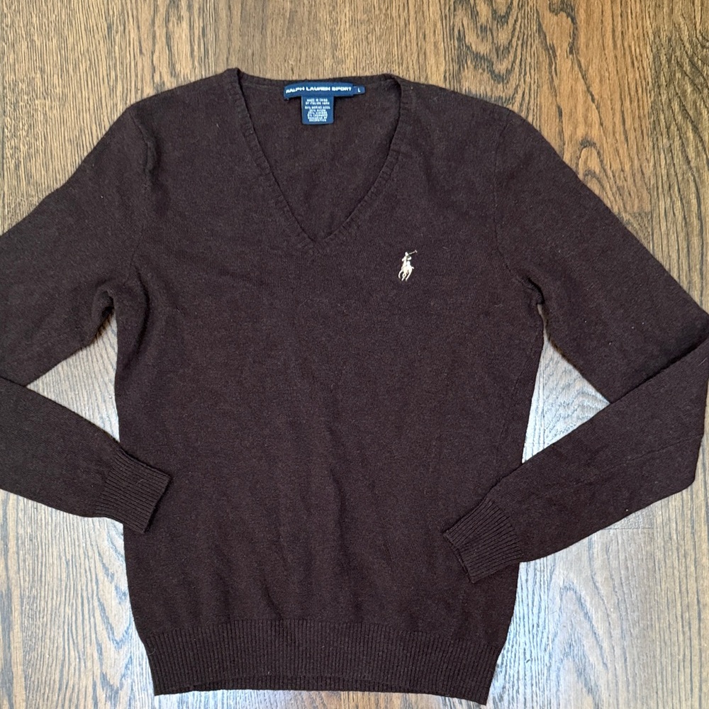 Ralph Lauren Dark Brown V-Neck Sweater